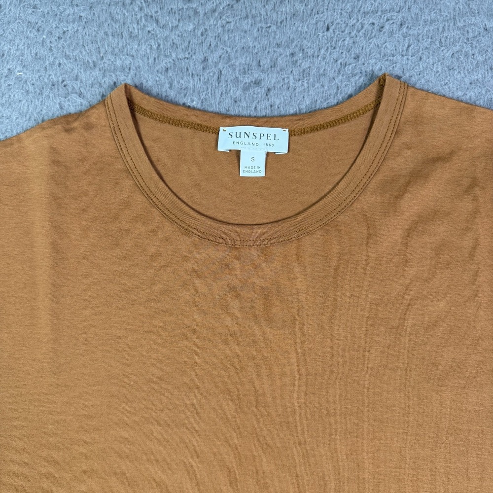 Sunspel Classic T-Shirt Mens S Bronze Short Sleeve Cotton Crew Neck England